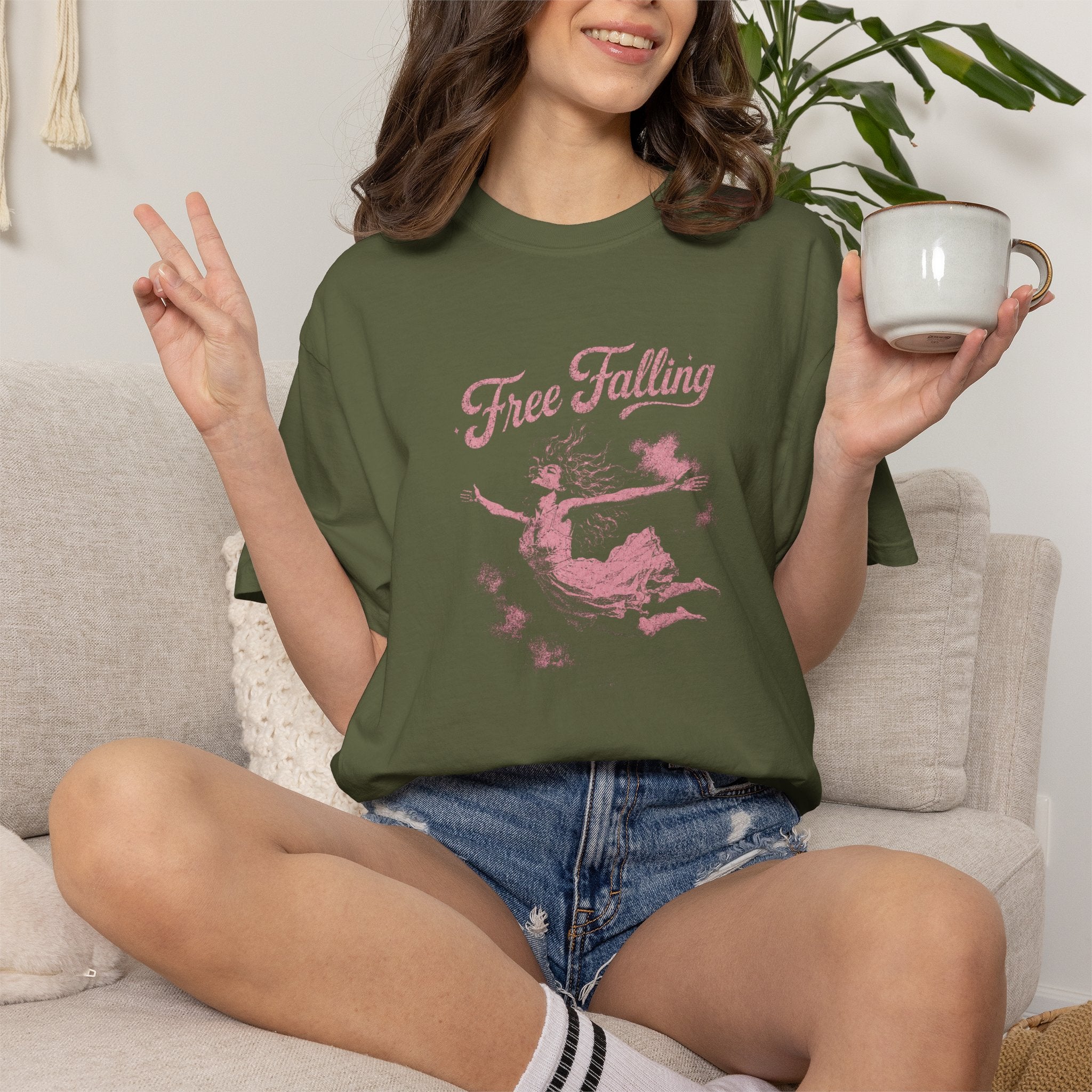 Free Falling Shirt,  Feminine Graphic Tee,  Dreamy Vintage Aesthetic Shirt  Comfort Colors  Cottagecore Fairy Shirt  Soft Grunge Women's Tee