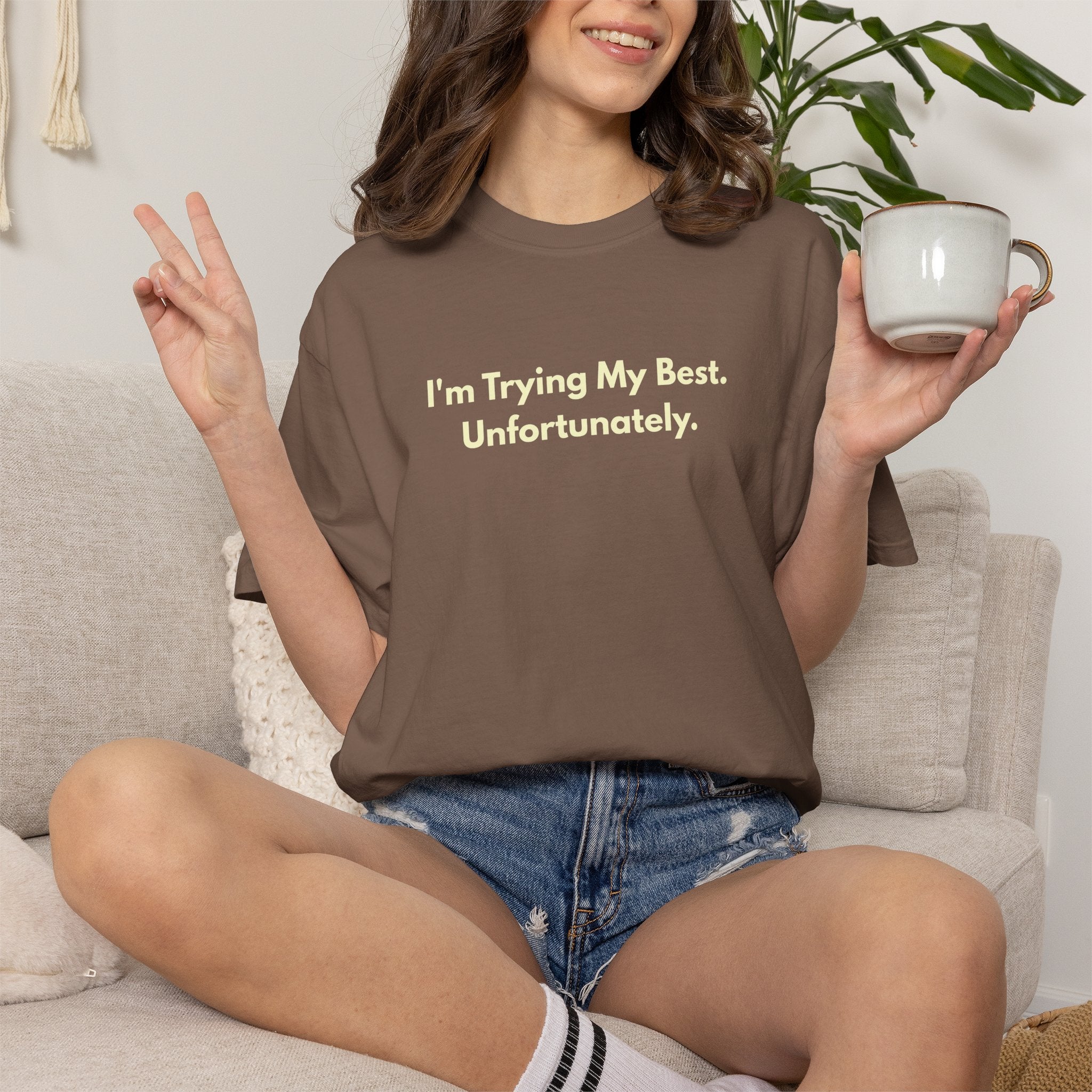 I'm Trying My Best Unfortunately Shirt,  Funny Sarcastic Shirt,  Introvert  Tee,  Comfort Colors Shirt,  Burnout Humor Tee  Mental Health