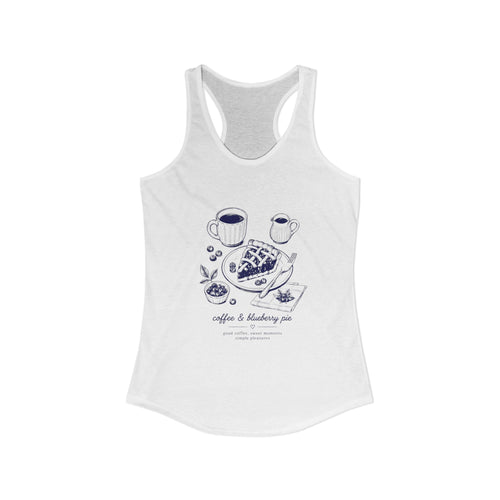 Coffee & Blueberry Pie Tank Top Coffee Lover Tank Women's Racerback Tank | Breakfast Lover Shirt Summer Coffee Tank | Gift for Coffee Lover