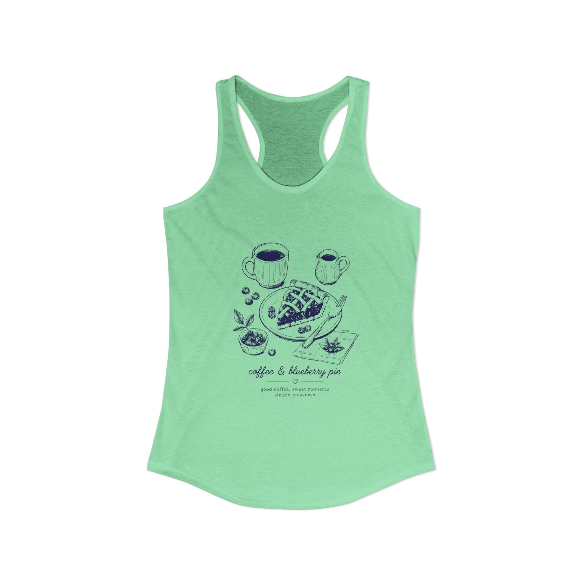 Coffee & Blueberry Pie Tank Top Coffee Lover Tank Women's Racerback Tank | Breakfast Lover Shirt Summer Coffee Tank | Gift for Coffee Lover