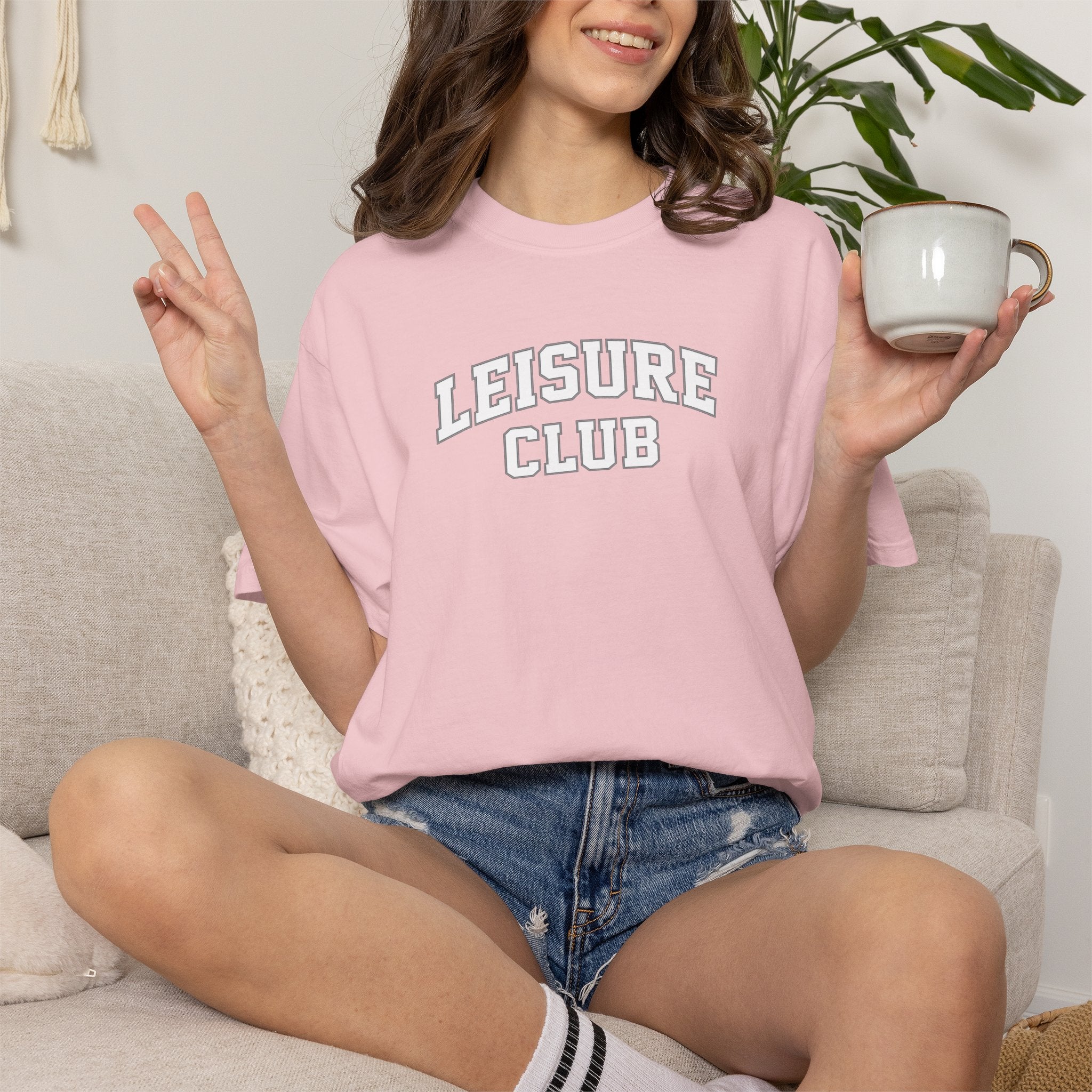 Leisure Club Comfort Colors Shirt  Relaxed Lifestyle Minimalist Graphic Tee  Cozy Shirt  Women's T-Shirt | Soft Vintage Tee