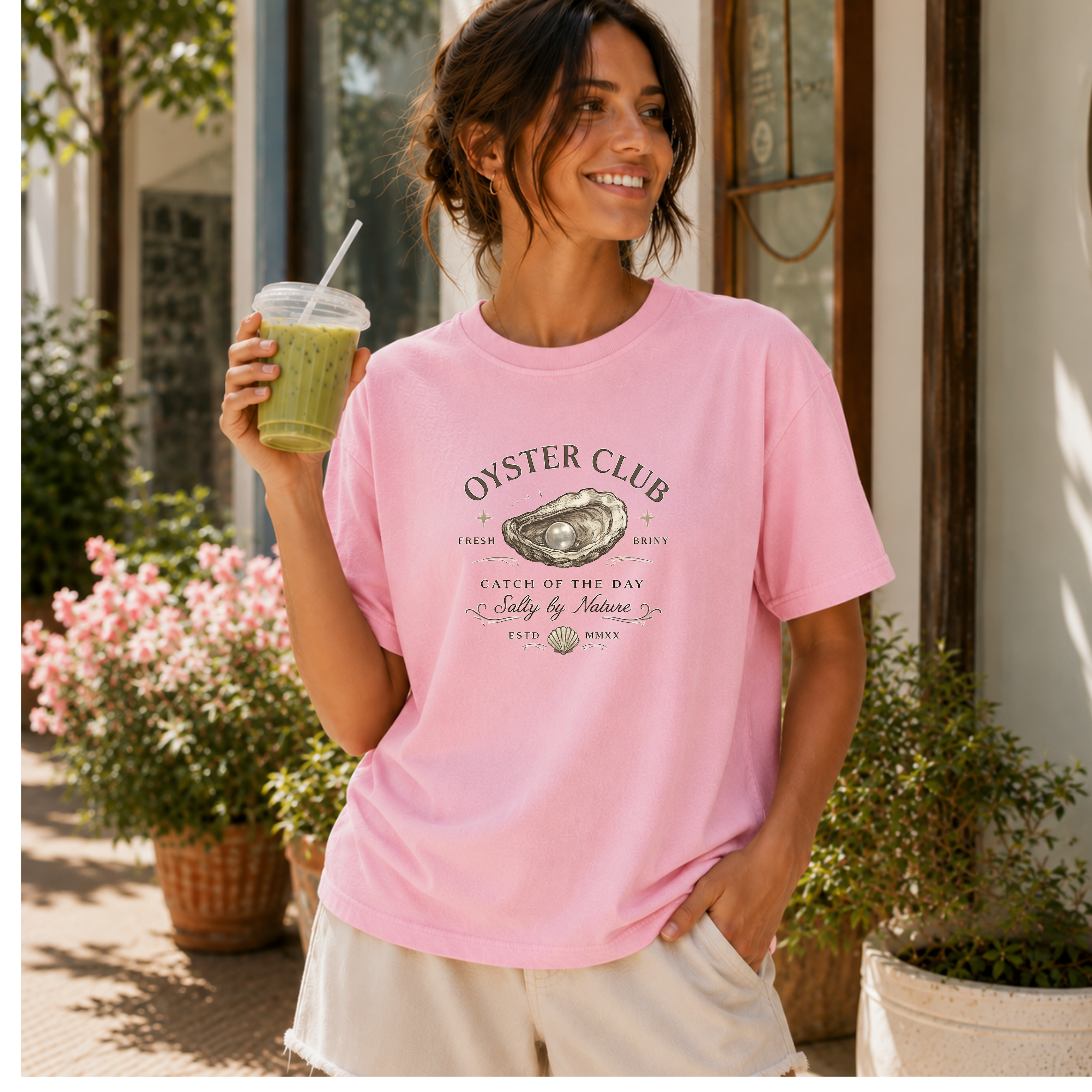 Oyster Club Illustration T-Shirt | Seafood Coastal Vintage Logo