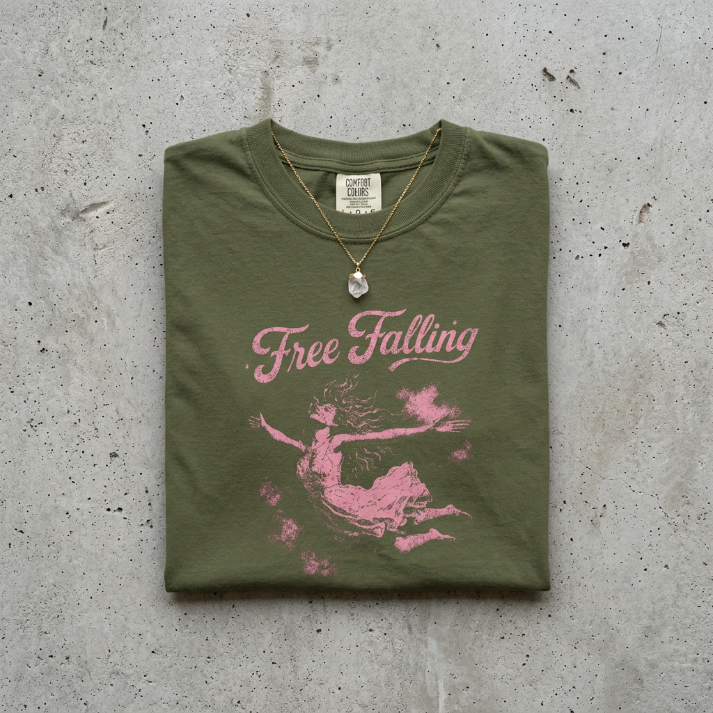 Free Falling Shirt,  Feminine Graphic Tee,  Dreamy Vintage Aesthetic Shirt  Comfort Colors  Cottagecore Fairy Shirt  Soft Grunge Women's Tee