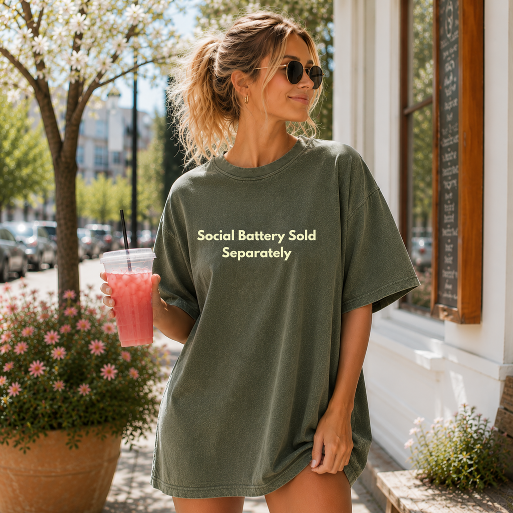 Social Battery Sold Separately Shirt  Funny Introvert Shirt  Comfort Colors  Tee | Sarcastic Social Anxiety Tee  Funny Gift for Her