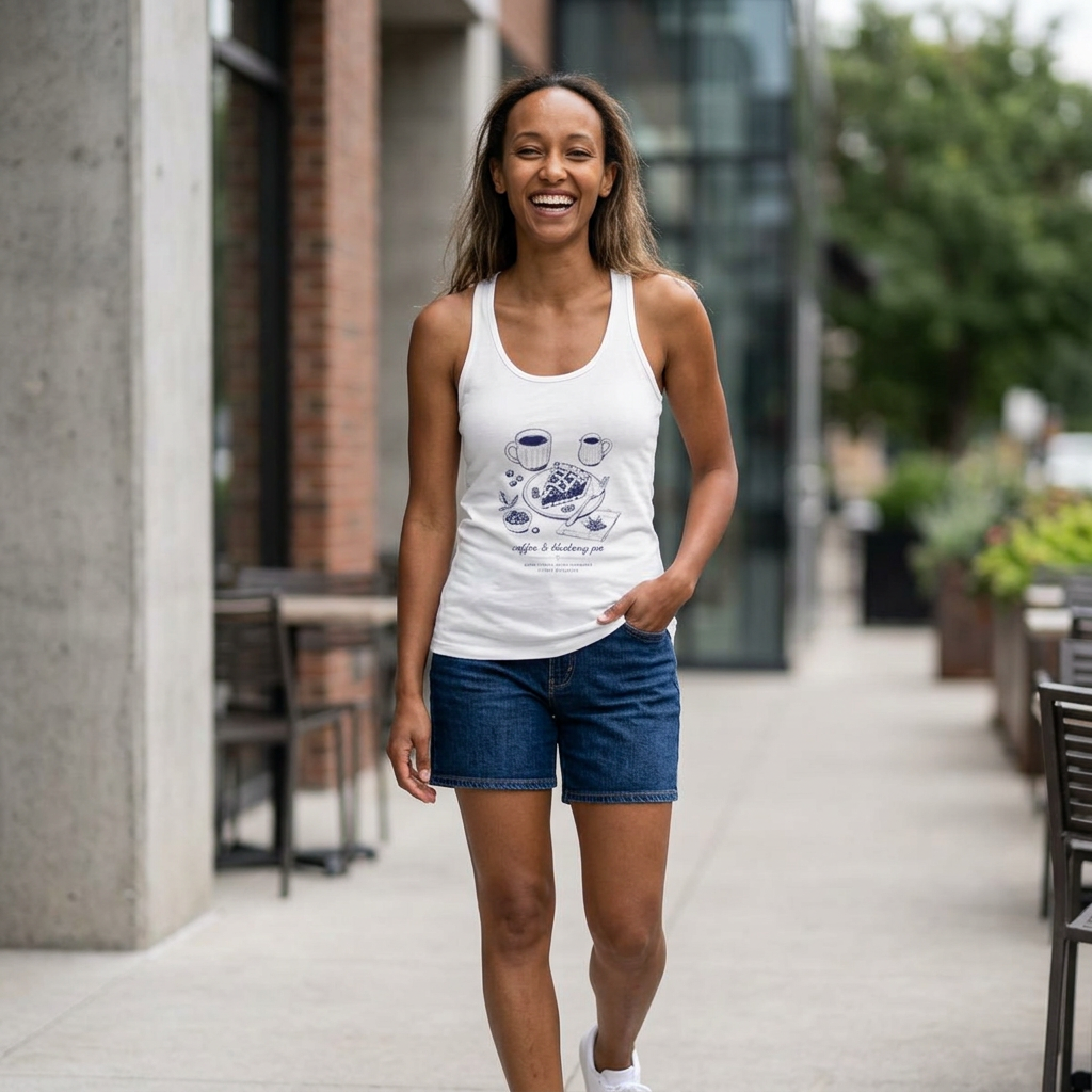 Coffee & Blueberry Pie Tank Top Coffee Lover Tank Women's Racerback Tank | Breakfast Lover Shirt Summer Coffee Tank | Gift for Coffee Lover