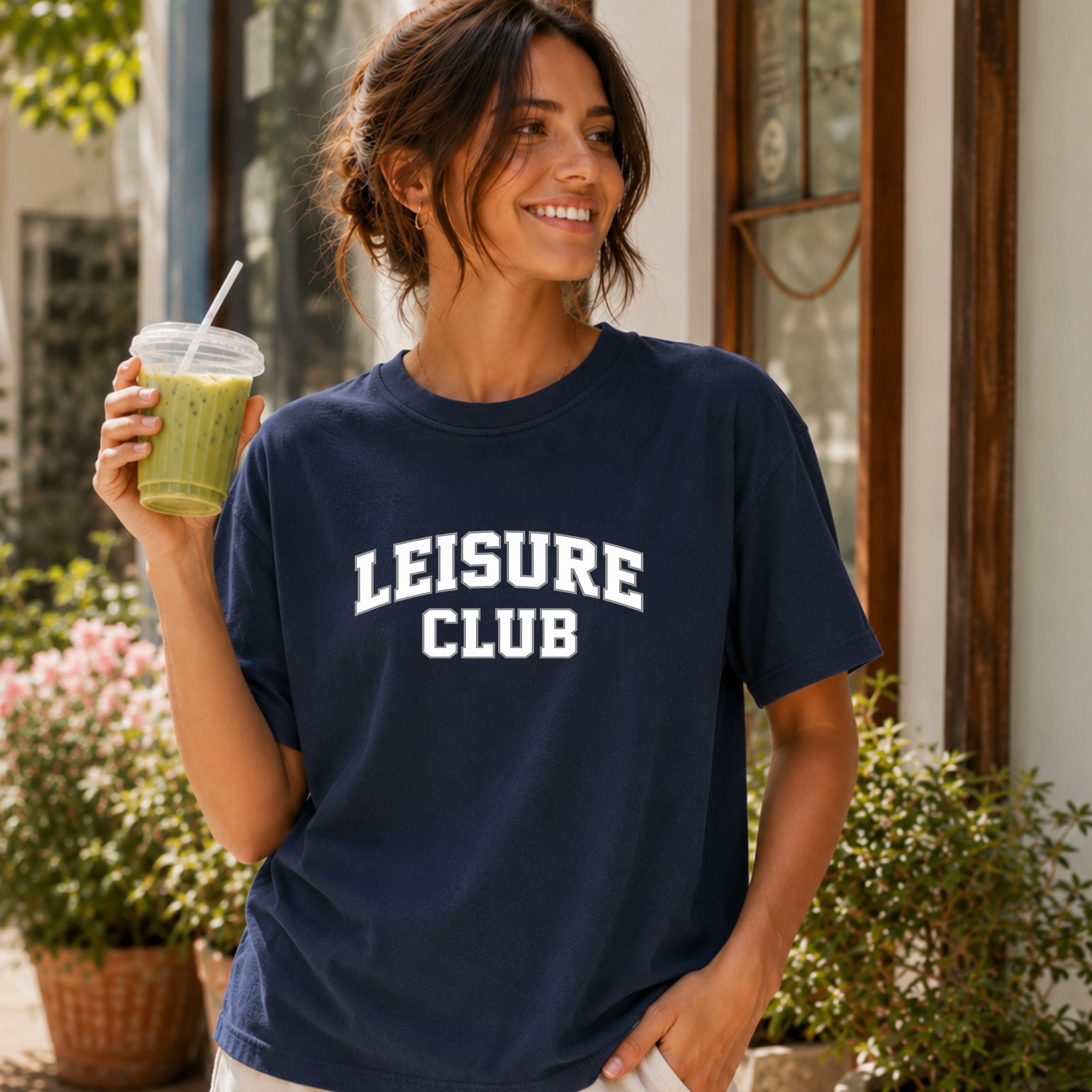 Leisure Club Comfort Colors Shirt  Relaxed Lifestyle Minimalist Graphic Tee  Cozy Shirt  Women's T-Shirt | Soft Vintage Tee