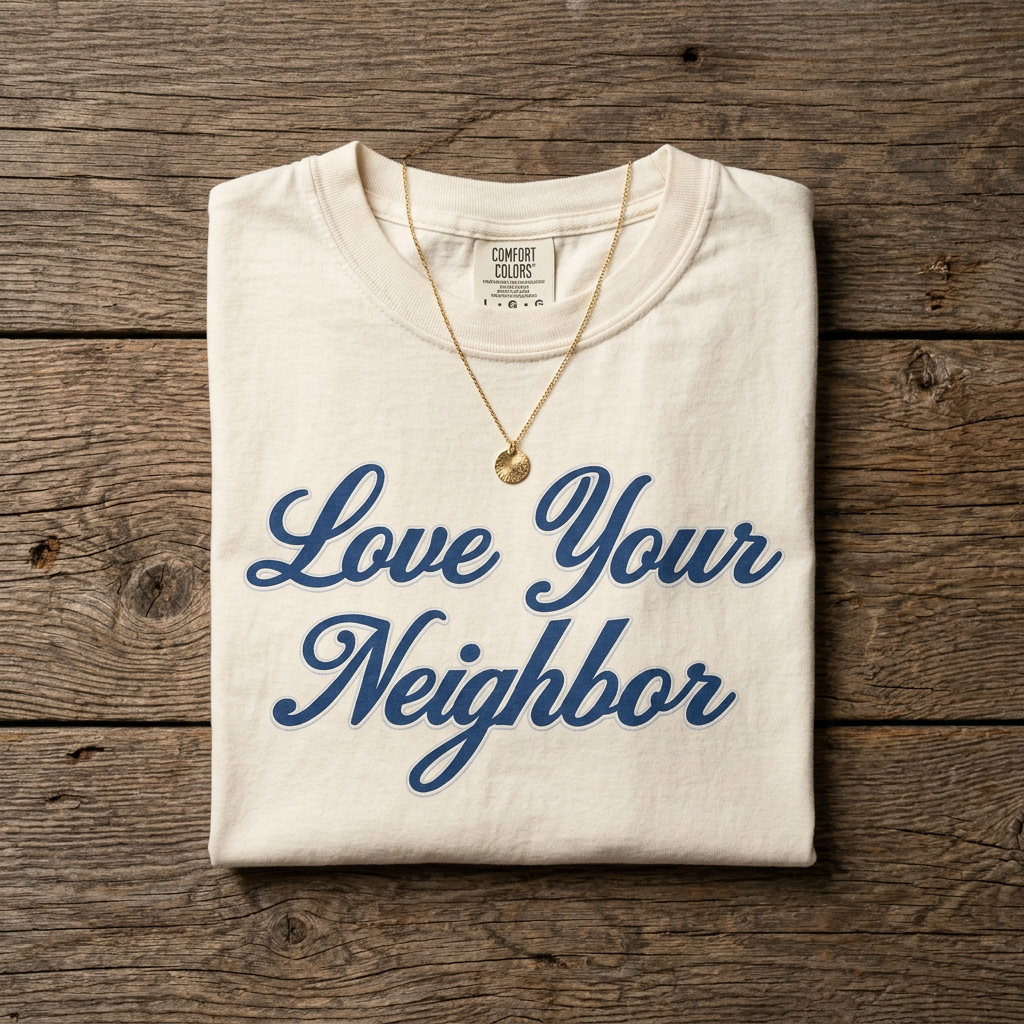 Love Your Neighbor Comfort Colors Shirt,  Christian Graphic Tee  Faith Inspired Shirt  Minimalist Scripture  Shirt