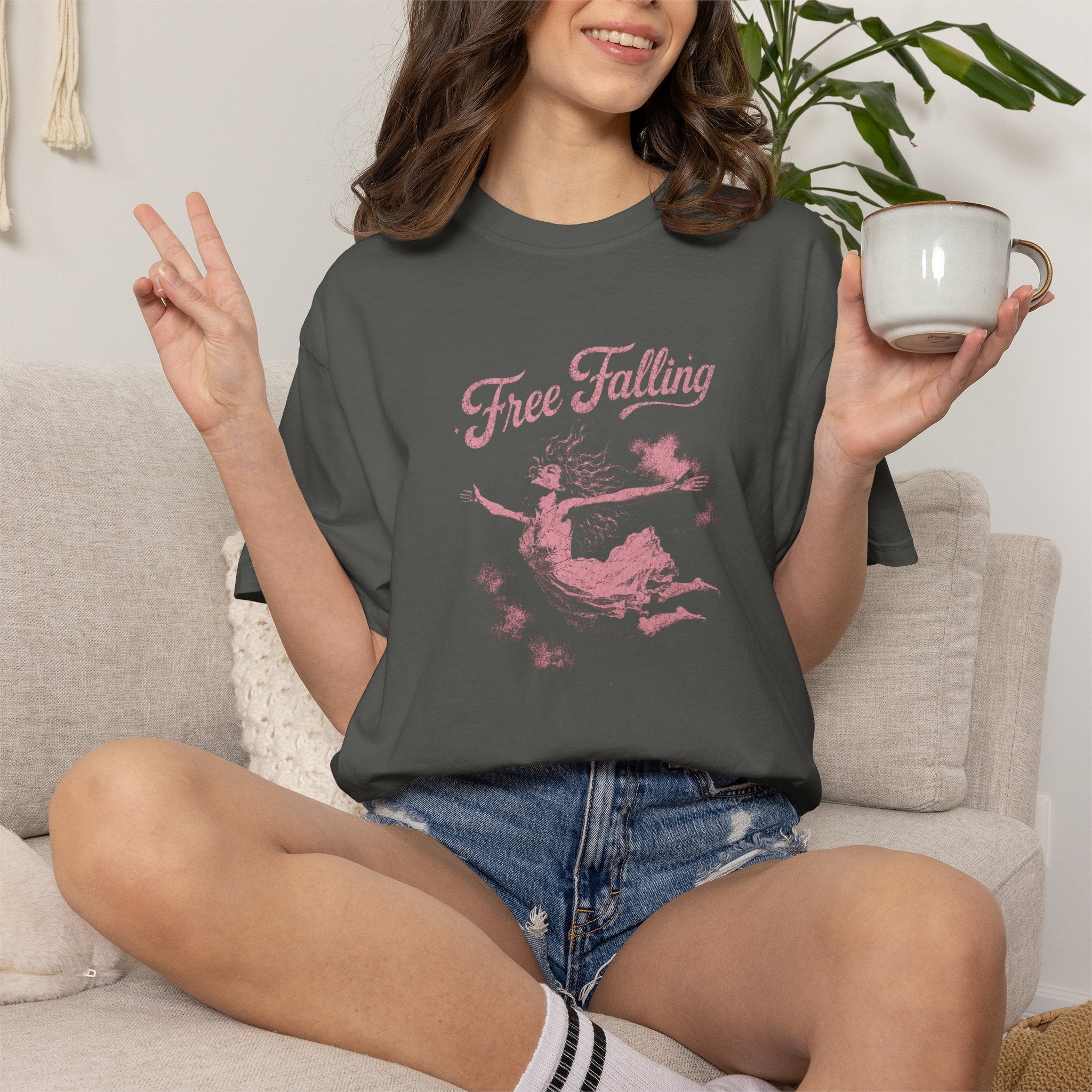 Free Falling Shirt,  Feminine Graphic Tee,  Dreamy Vintage Aesthetic Shirt  Comfort Colors  Cottagecore Fairy Shirt  Soft Grunge Women's Tee