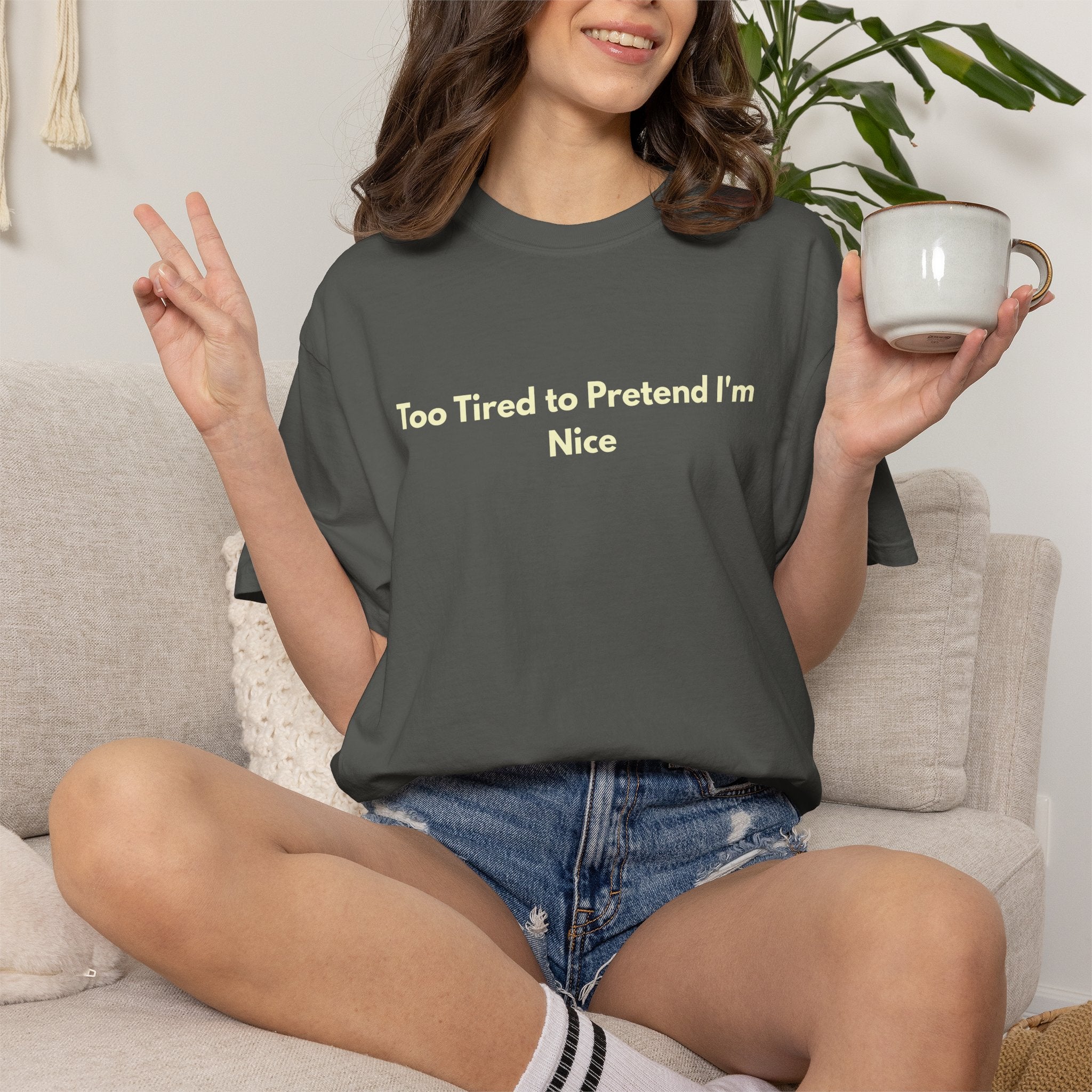 Too Tired to Pretend I'm Nice Shirt  Funny Introvert Shirt  Sarcastic Graphic Tee  Comfort Colors Shirt  Social Battery Low  Gift for Her
