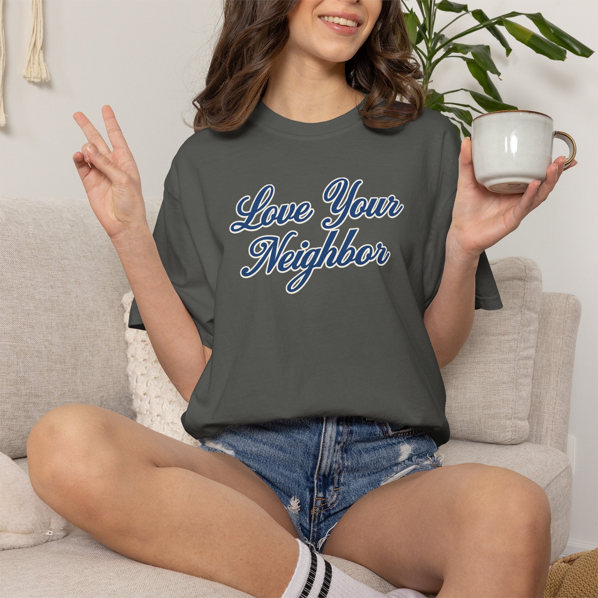 Love Your Neighbor Comfort Colors Shirt,  Christian Graphic Tee  Faith Inspired Shirt  Minimalist Scripture  Shirt