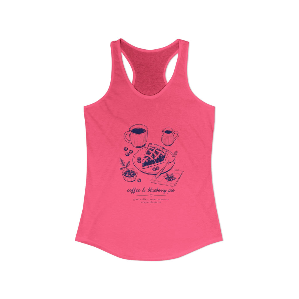 Coffee & Blueberry Pie Tank Top Coffee Lover Tank Women's Racerback Tank | Breakfast Lover Shirt Summer Coffee Tank | Gift for Coffee Lover