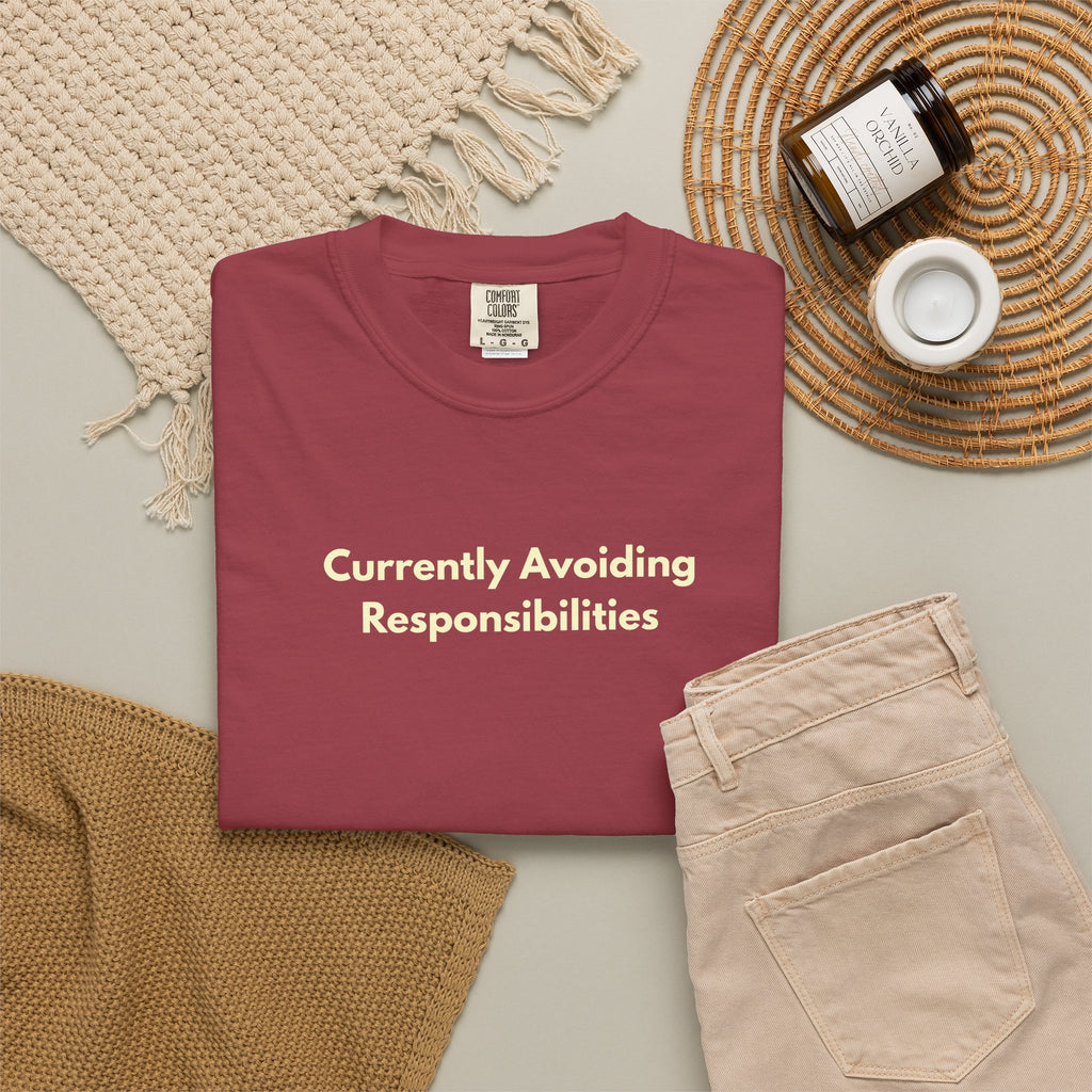 Currently Avoiding Responsibilities Shirt  Funny Procrastination Tee Comfort Colors Shirt Introvert Humor Shirt Sarcastic Humor Womens Shirt