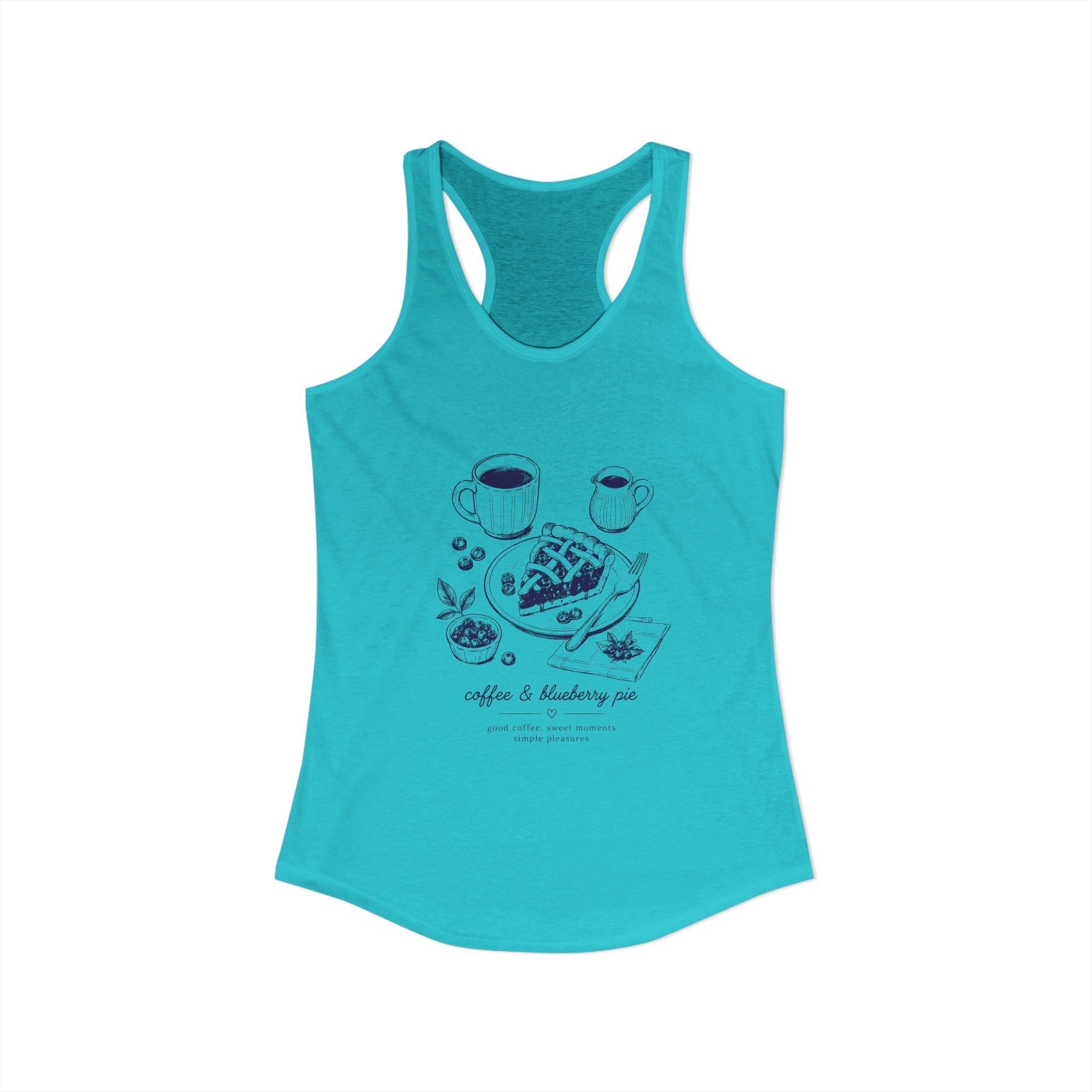 Coffee & Blueberry Pie Tank Top Coffee Lover Tank Women's Racerback Tank | Breakfast Lover Shirt Summer Coffee Tank | Gift for Coffee Lover